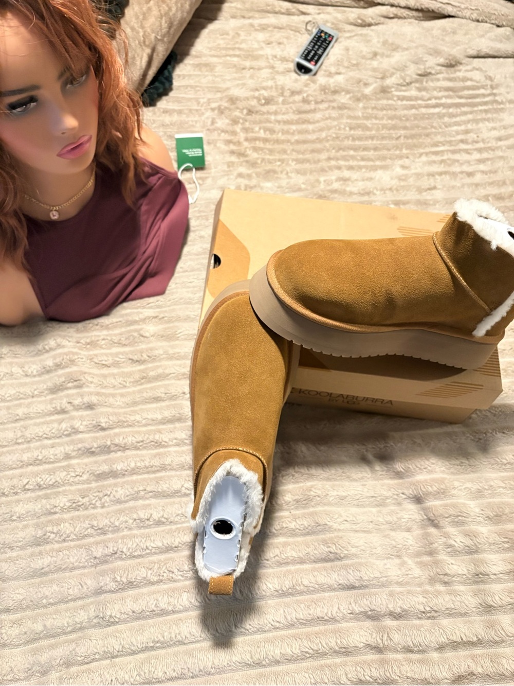 Cozy Suede Shearling Ankle Boots - Chestnut Brown BNWOT
